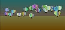 hot air balloons with random positions and colors